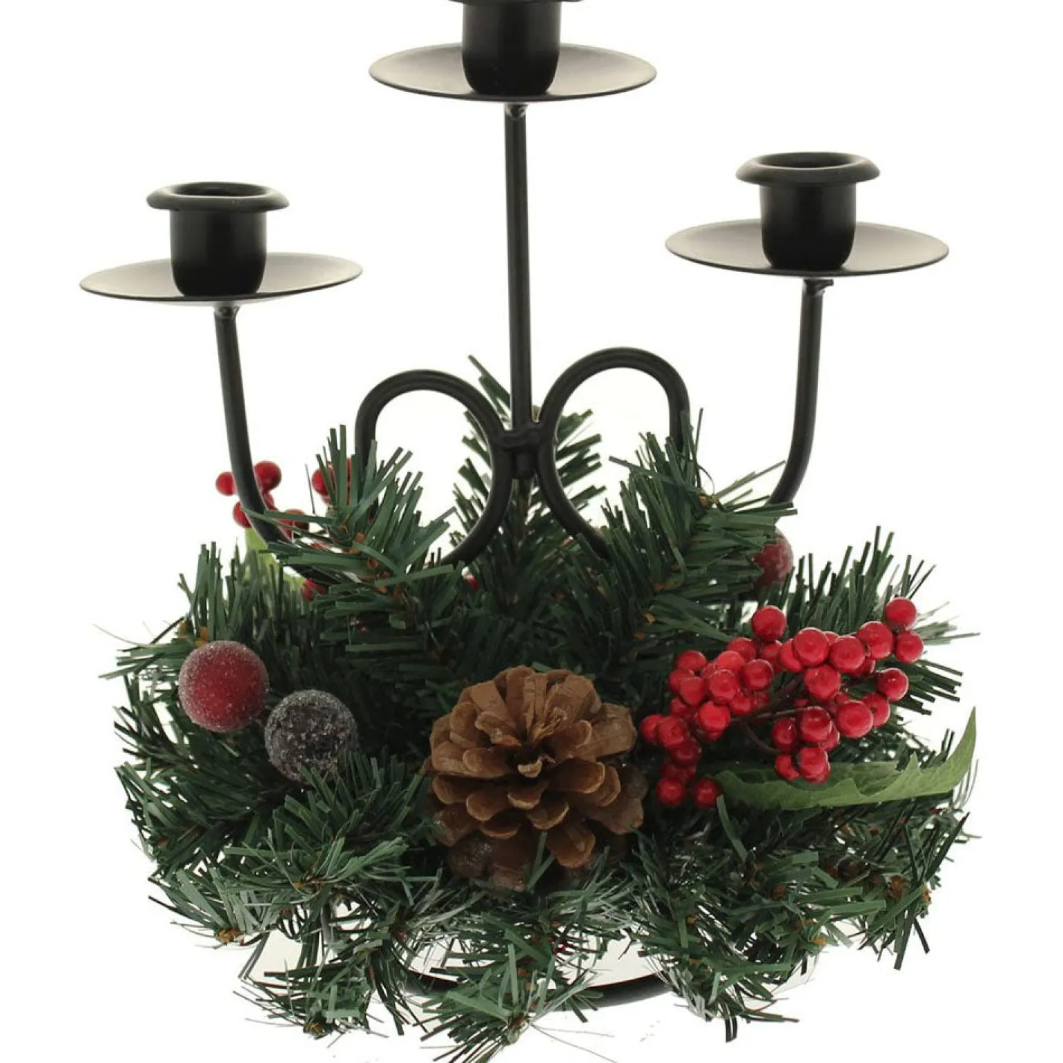 Pinecone And Berry Single Pillar Candle Holder, Triple Tape