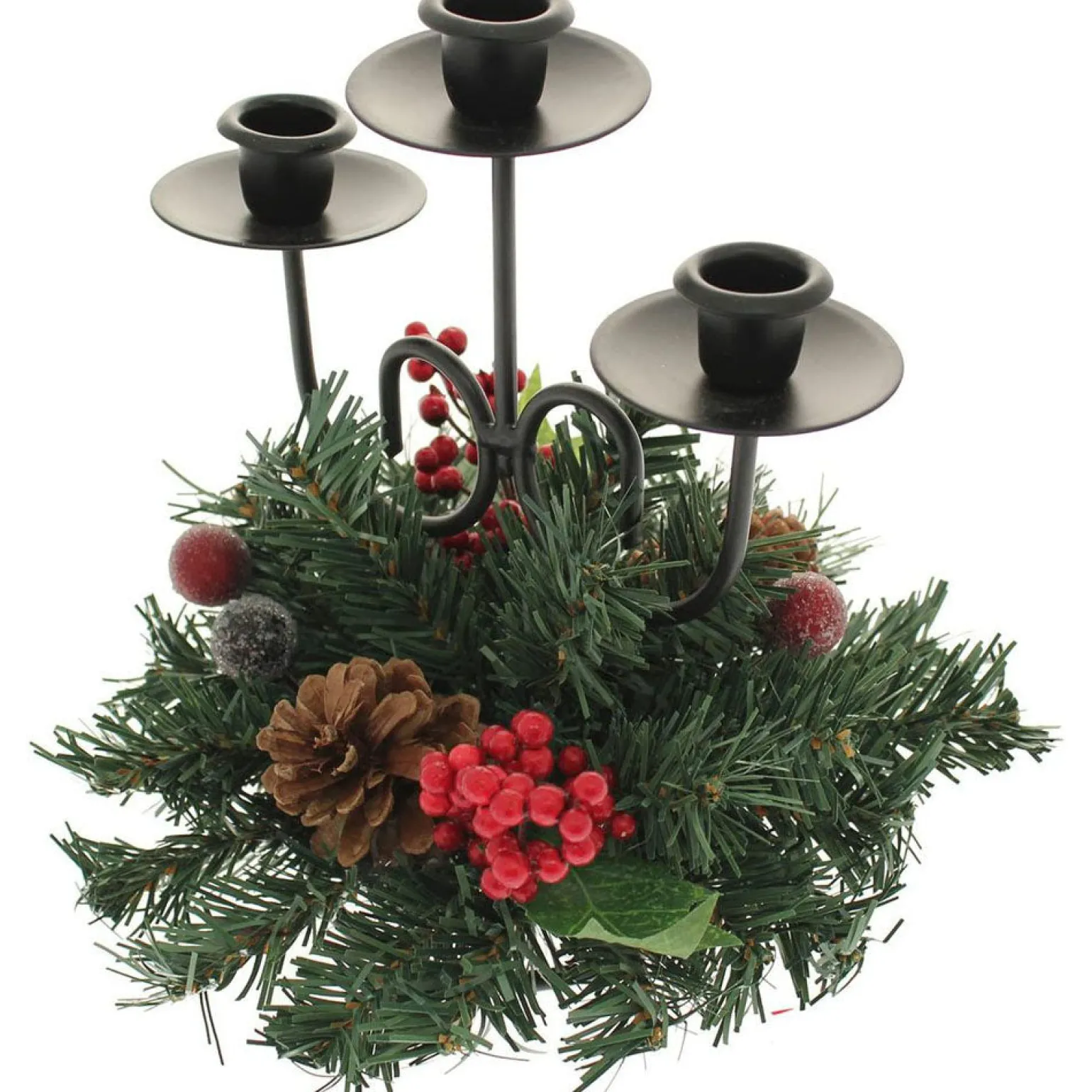 Pinecone And Berry Single Pillar Candle Holder, Triple Tape