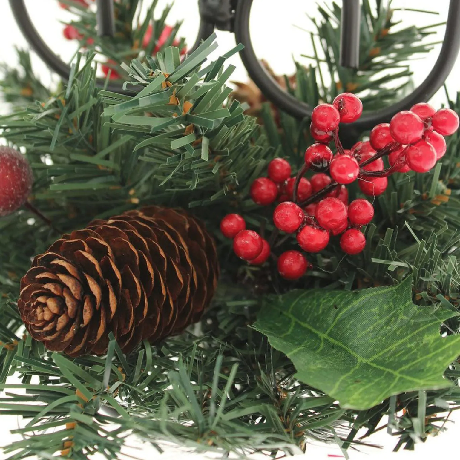 Pinecone And Berry Single Pillar Candle Holder, Triple Tape