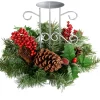 Pinecone And Berry Single Pillar Candle Holder, Single Pillar