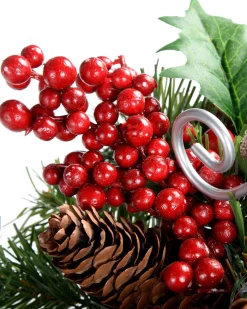 Pinecone And Berry Single Pillar Candle Holder, Single Pillar