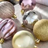 Pink/Champagne Shatterproof Baubles, 48 Pack, 6 Cm