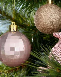 Pink/Champagne Shatterproof Baubles Set, 50 Pack