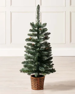 Potted Craford Blue Pine Decorated Christmas Tree, 3 Ft