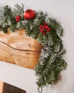 Pre-Decorated Frosted Garland, 6 Ft