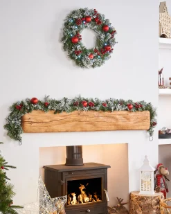 Pre-Decorated Frosted Garland, 6 Ft