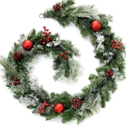 Pre-Decorated Frosted Garland, 6 Ft