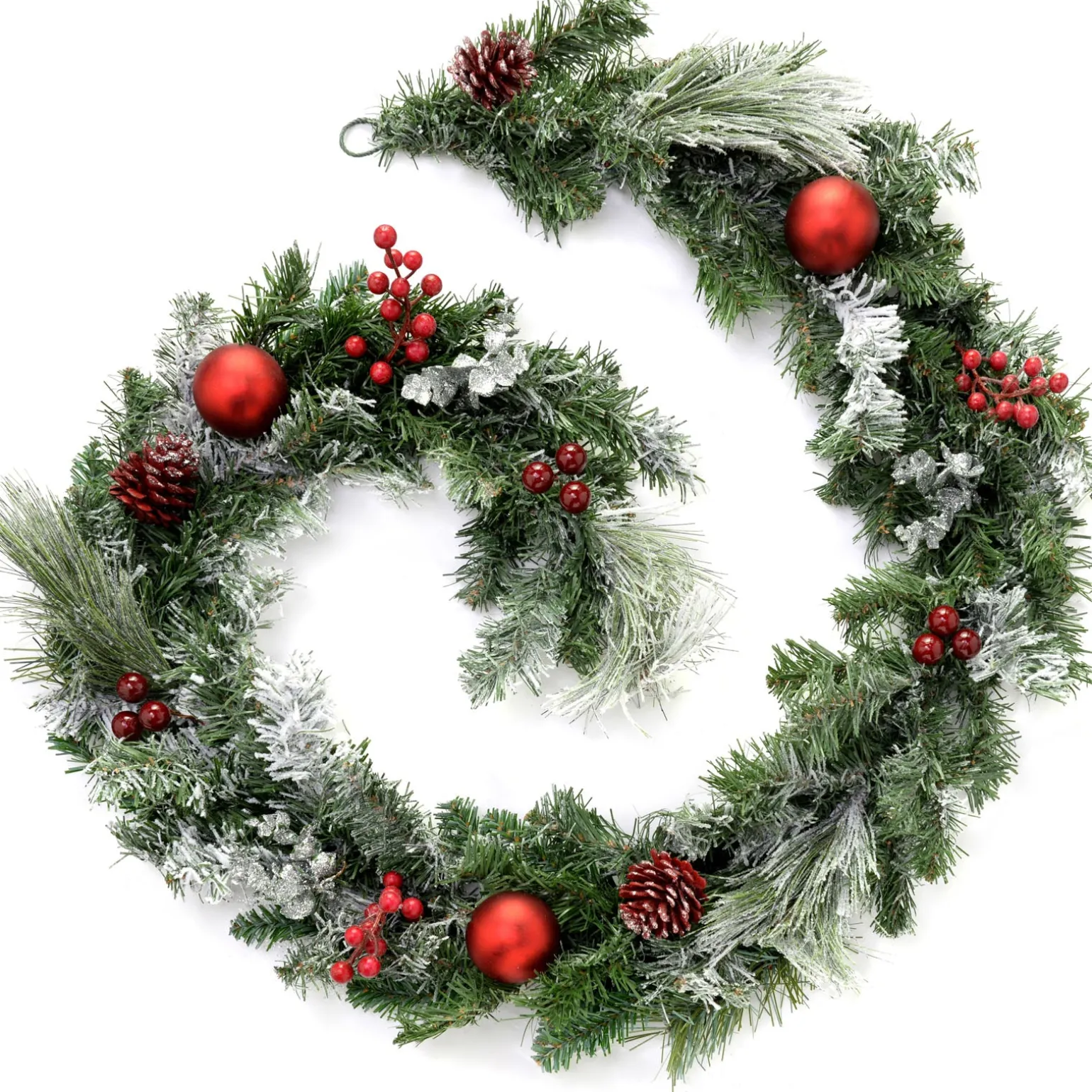 Pre-Decorated Frosted Garland, 6 Ft