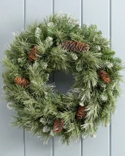 Pre-Decorated Frosted Scandinavian Blue Spruce Wreath, 50 Cm