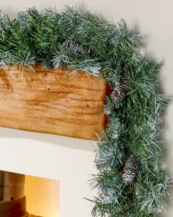 Pre-Decorated Frosted Scandinavian Blue Spruce Garland, 9 Ft