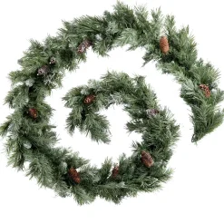 Pre-Decorated Frosted Scandinavian Blue Spruce Garland, 9 Ft