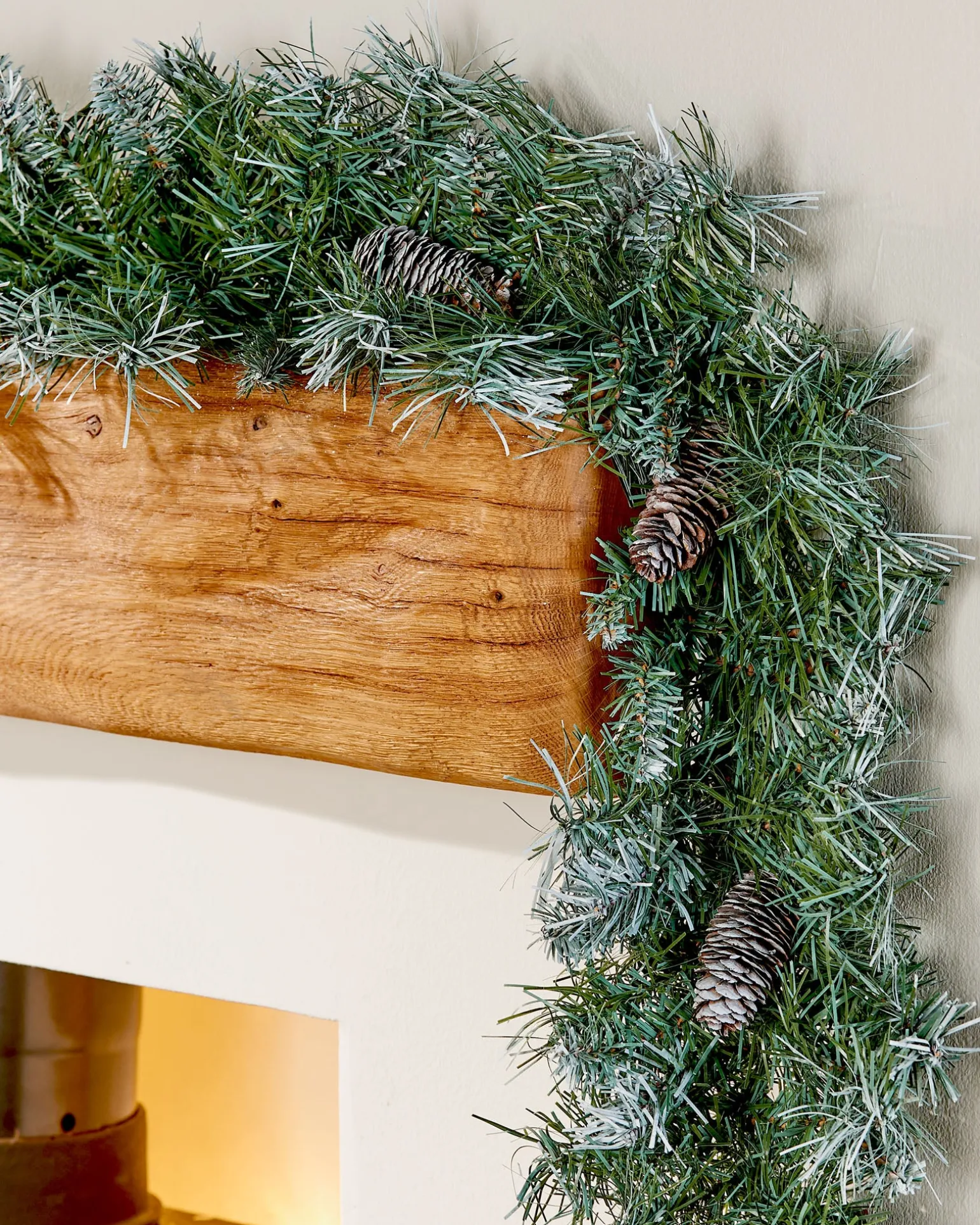 Pre-Decorated Frosted Scandinavian Blue Spruce Garland, 9 Ft