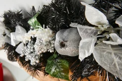 Pre-Decorated Garland, Black/Silver, 6 Ft