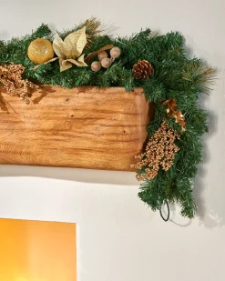 Pre-Decorated Garland, Cream/Gold, 6 Ft