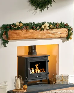 Pre-Decorated Garland, Cream/Gold, 6 Ft