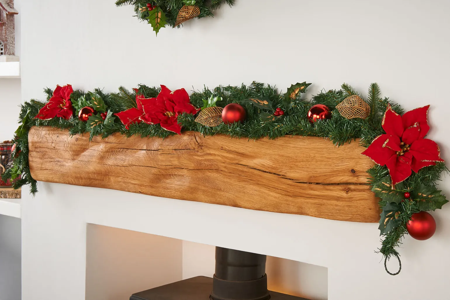 Pre-Decorated Garland, Red/Gold, 6 Ft