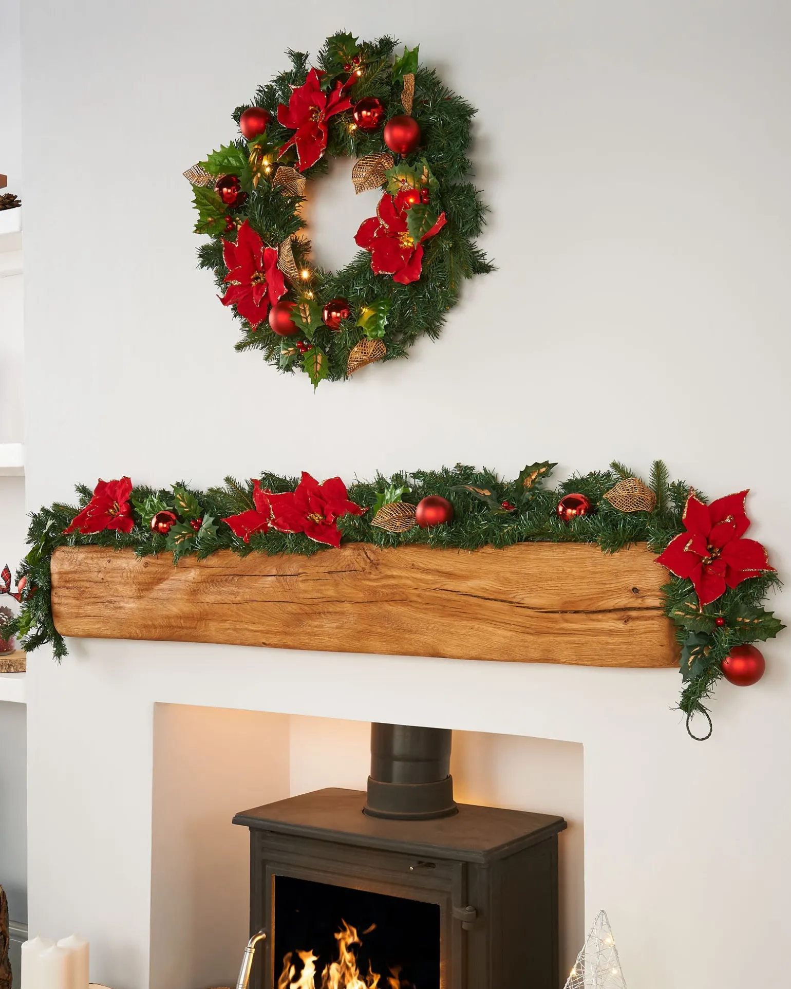Pre-Decorated Garland, Red/Gold, 6 Ft