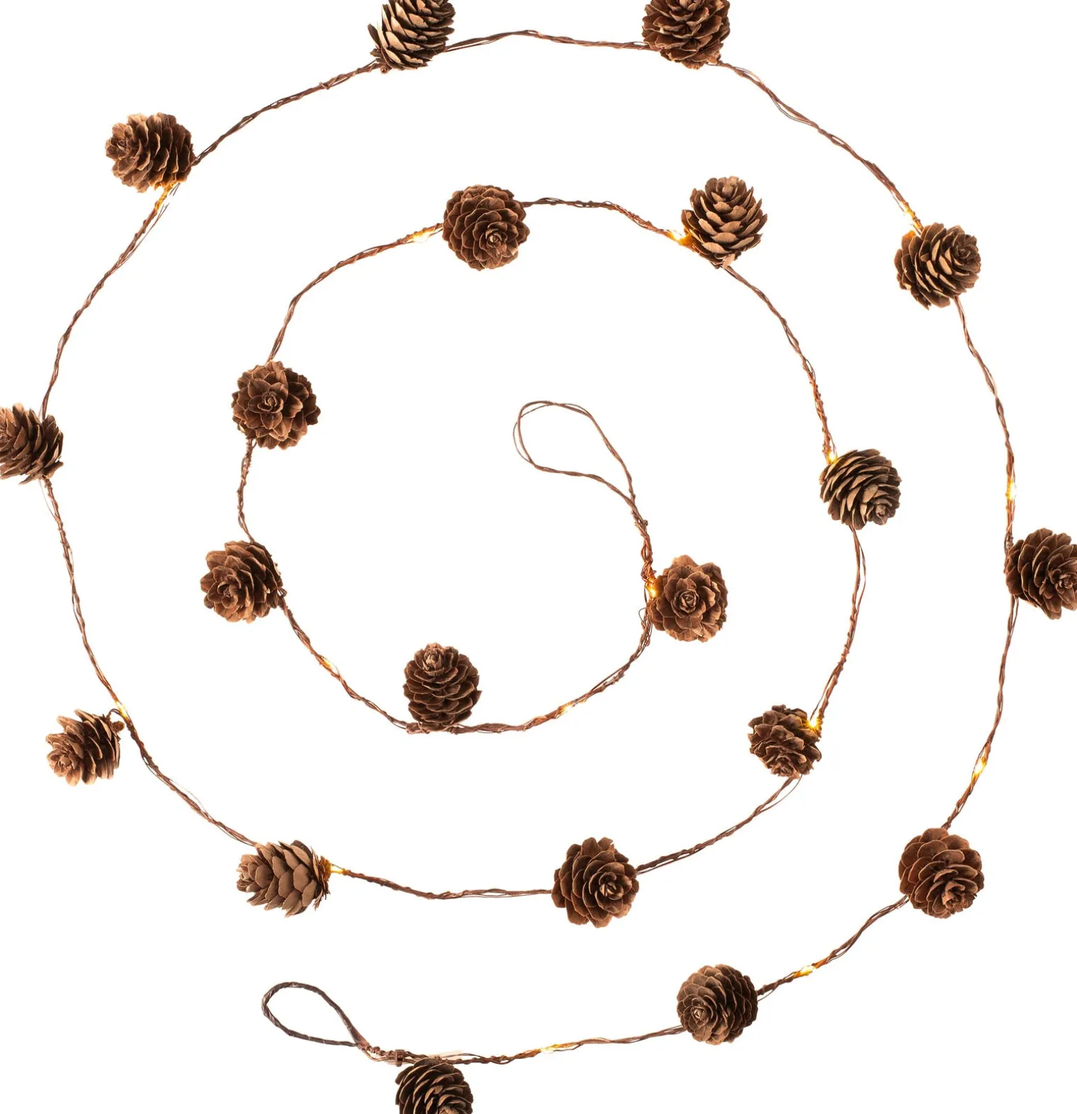 Pre-Lit 20 LED Pinecone Light String Garland, 6 Ft