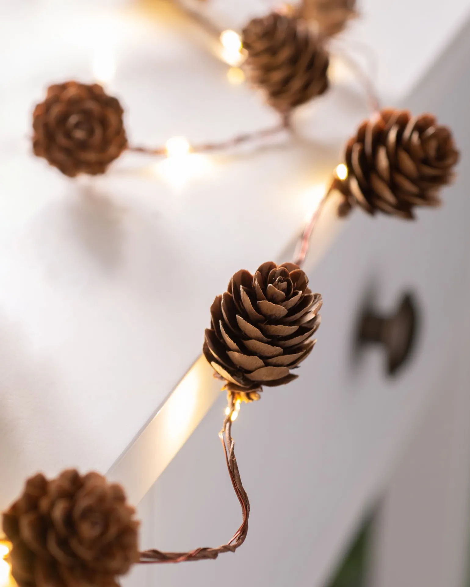 Pre-Lit 20 LED Pinecone Light String Garland, 6 Ft