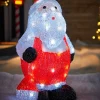 Pre-Lit Acrylic Santa With Lantern, 35 Cm