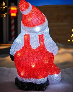 Pre-Lit Acrylic Santa With Lantern, 35 Cm