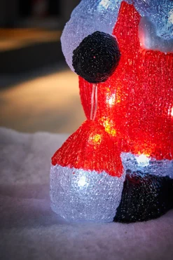 Pre-Lit Acrylic Santa With Lantern, 35 Cm