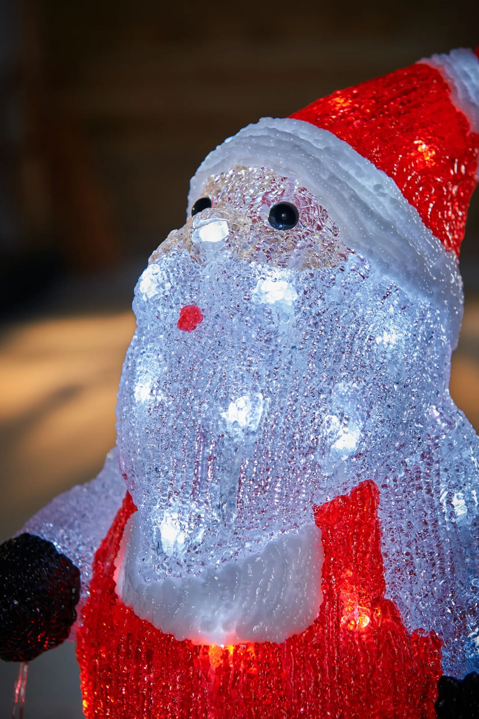 Pre-Lit Acrylic Santa With Lantern, 35 Cm