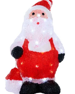 Pre-Lit Acrylic Santa With Lantern, 35 Cm