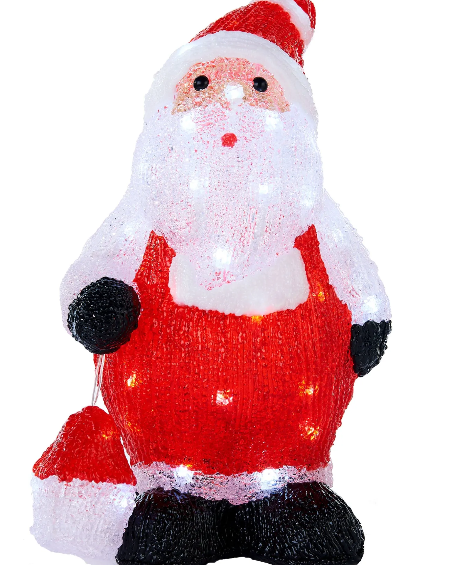 Pre-Lit Acrylic Santa With Lantern, 35 Cm