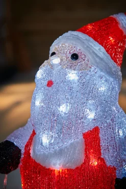 Pre-Lit Acrylic Santa With Lantern, 35 Cm