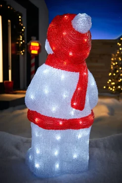 Pre-Lit Acrylic Snowman, 59 Cm