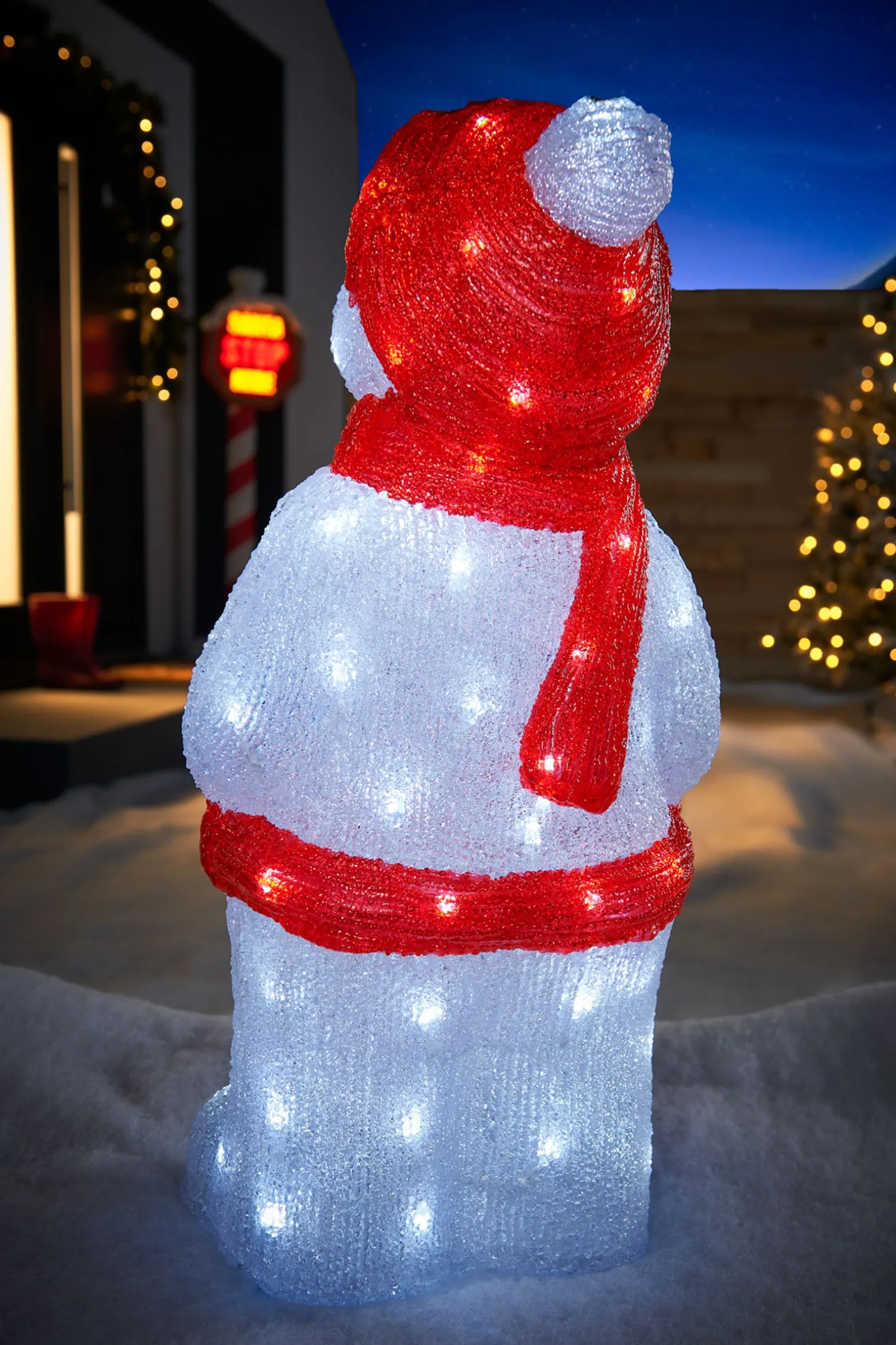 Pre-Lit Acrylic Snowman, 59 Cm