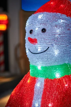 Pre-Lit Acrylic Snowman With Snowball, 60 Cm