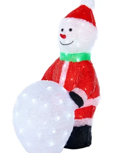 Pre-Lit Acrylic Snowman With Snowball, 60 Cm