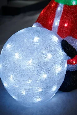Pre-Lit Acrylic Snowman With Snowball, 60 Cm