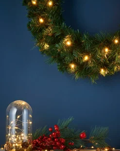 Pre-Lit Alberta Spruce Wreath, 60 Cm