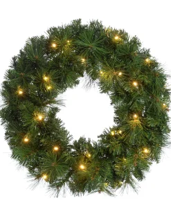 Pre-Lit Alberta Spruce Wreath, 60 Cm