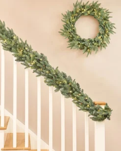 Pre-Lit Blue Mixed Pine Garland, 9 Ft