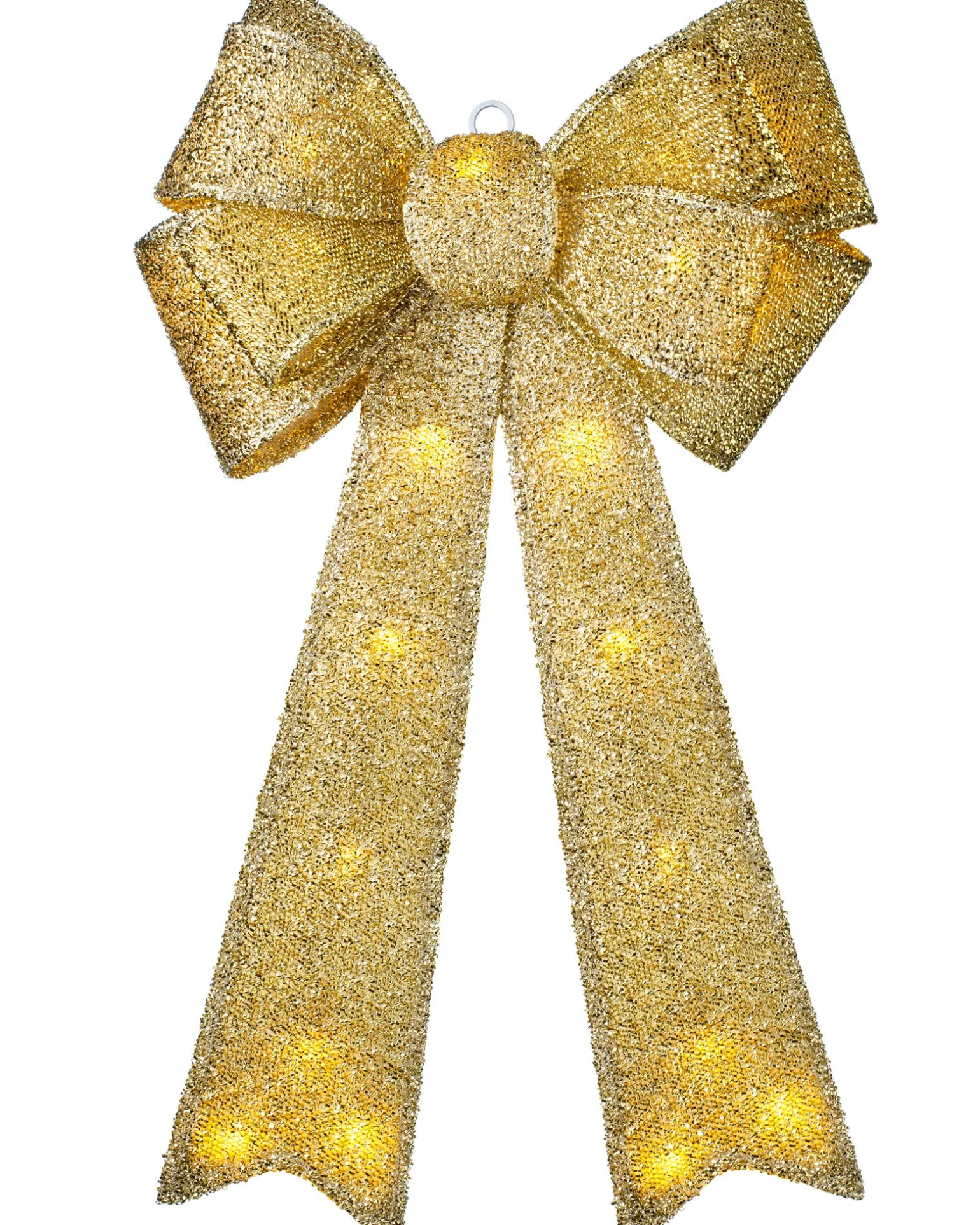 Pre-Lit Bow Tree Topper, Gold, 60 Cm