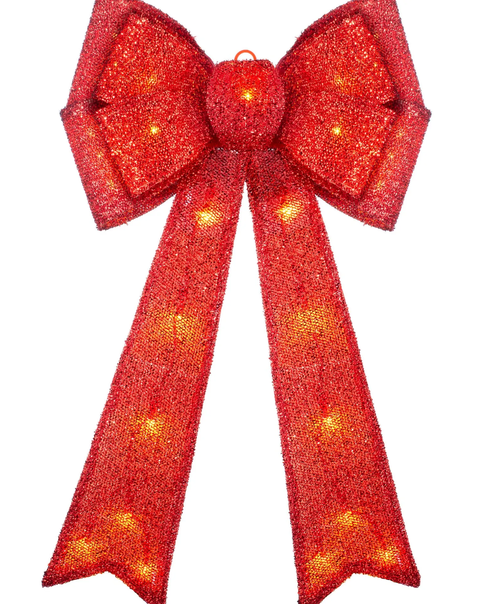 Pre-Lit Bow Tree Topper, Red, 60 Cm