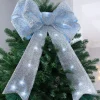 Pre-Lit Bow Tree Topper, Silver, 60 Cm