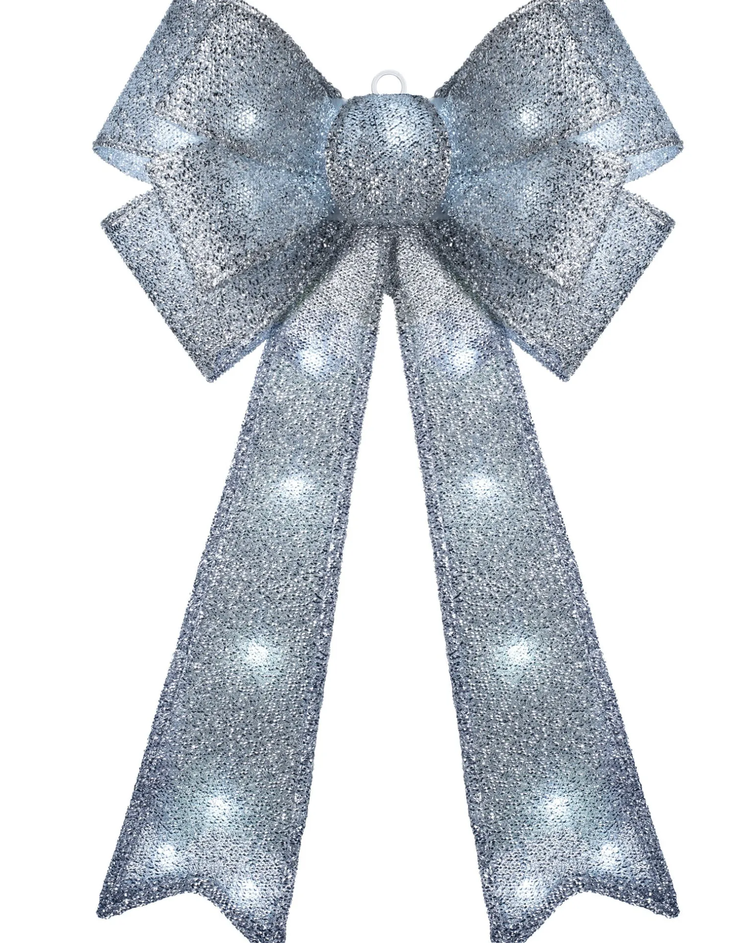 Pre-Lit Bow Tree Topper, Silver, 60 Cm