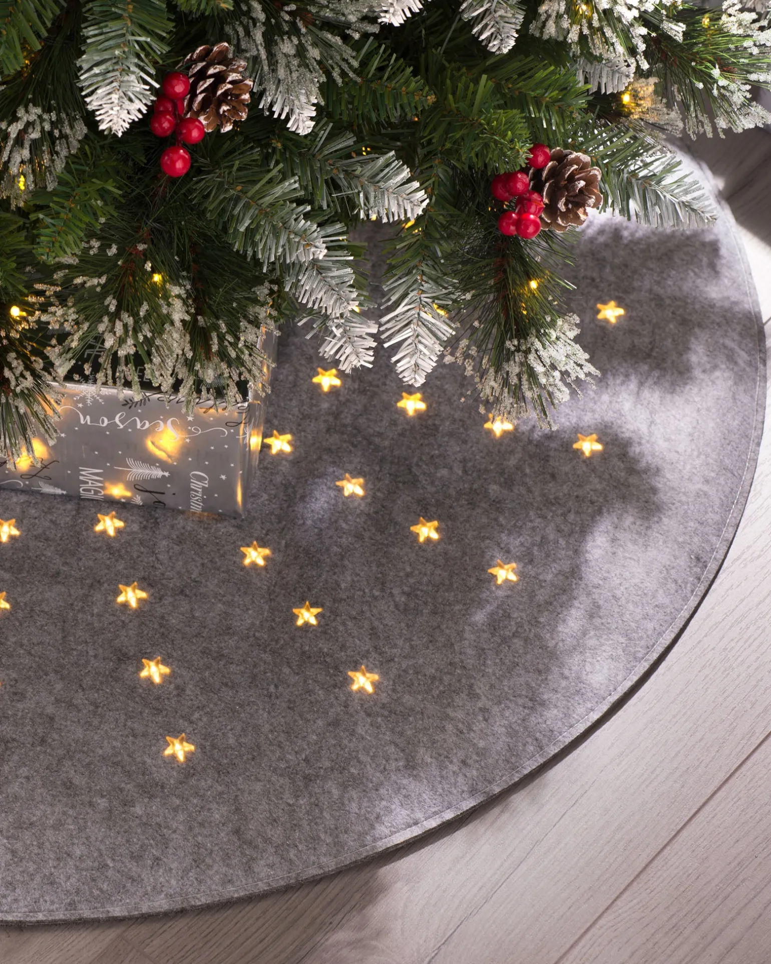 Pre-Lit Christmas Tree Mat, Grey, 98 Cm