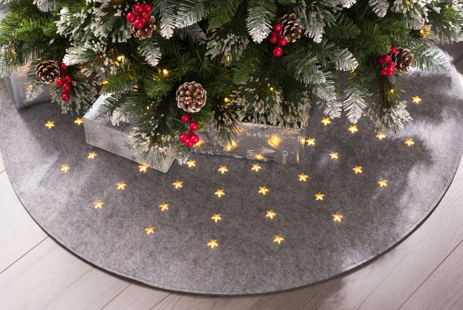 Pre-Lit Christmas Tree Mat, Grey, 98 Cm