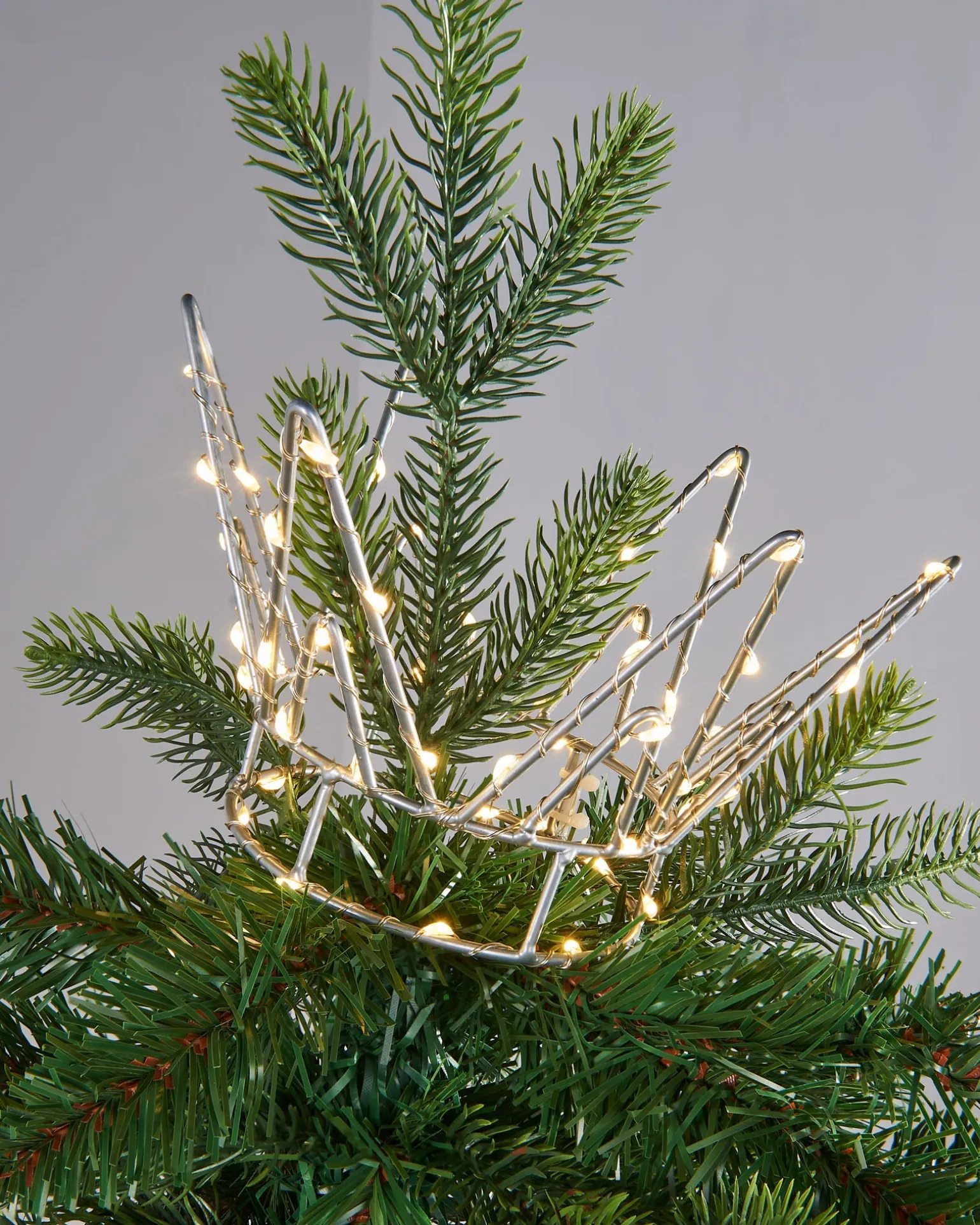 Pre-Lit Crown Christmas Tree Topper, 18 Cm