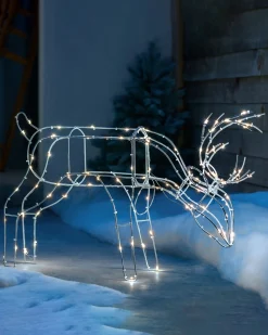 Pre-Lit 3D Grazing Reindeer Silhouette, 40 Cm