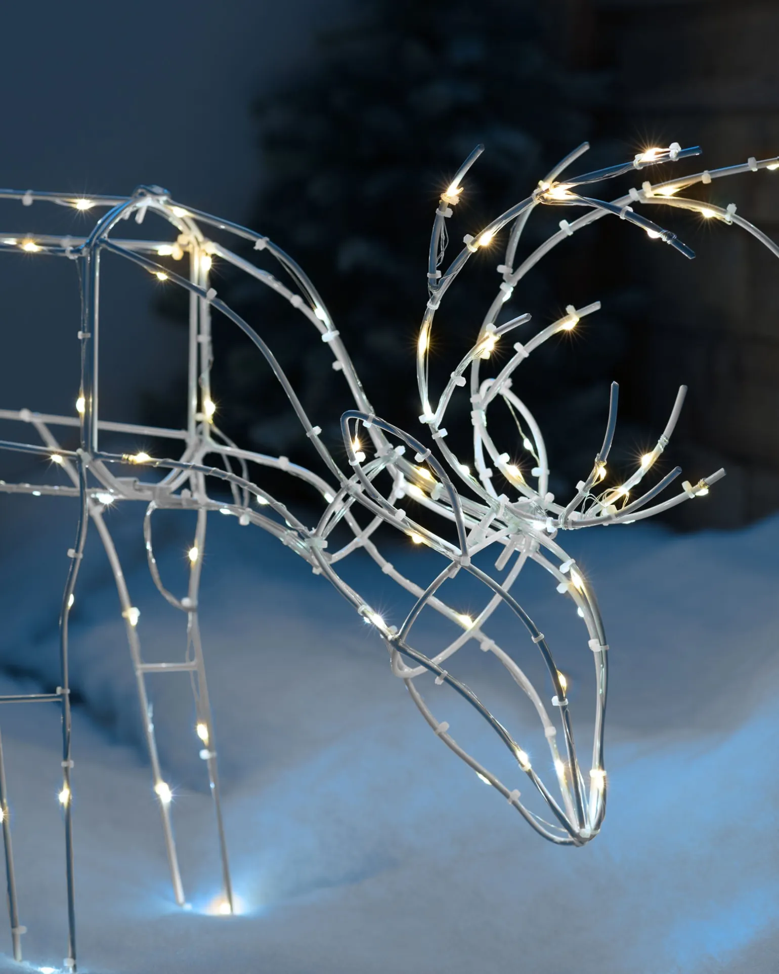 Pre-Lit 3D Grazing Reindeer Silhouette, 40 Cm