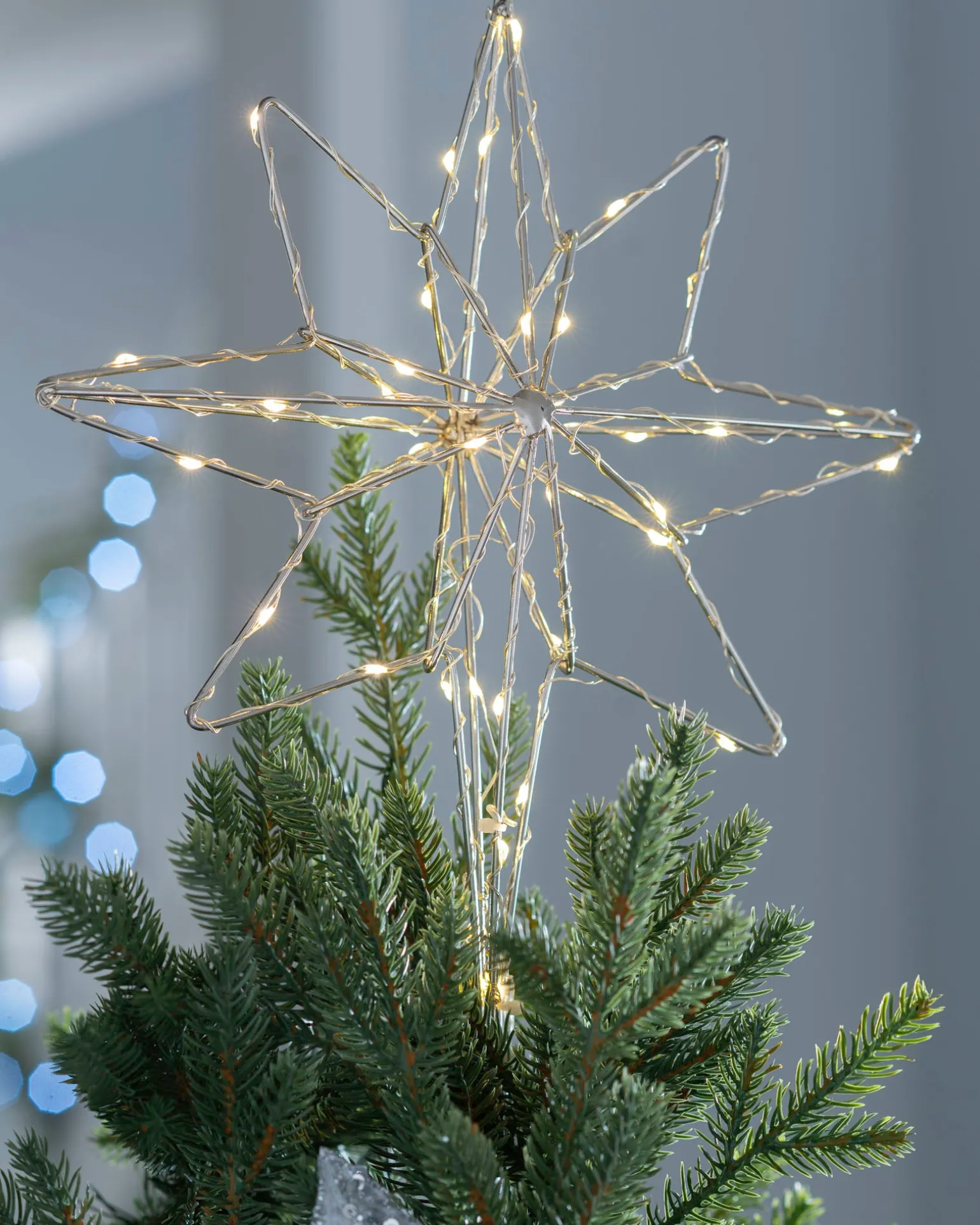 Pre-Lit 3D North Star Christmas Tree Topper, 37 Cm
