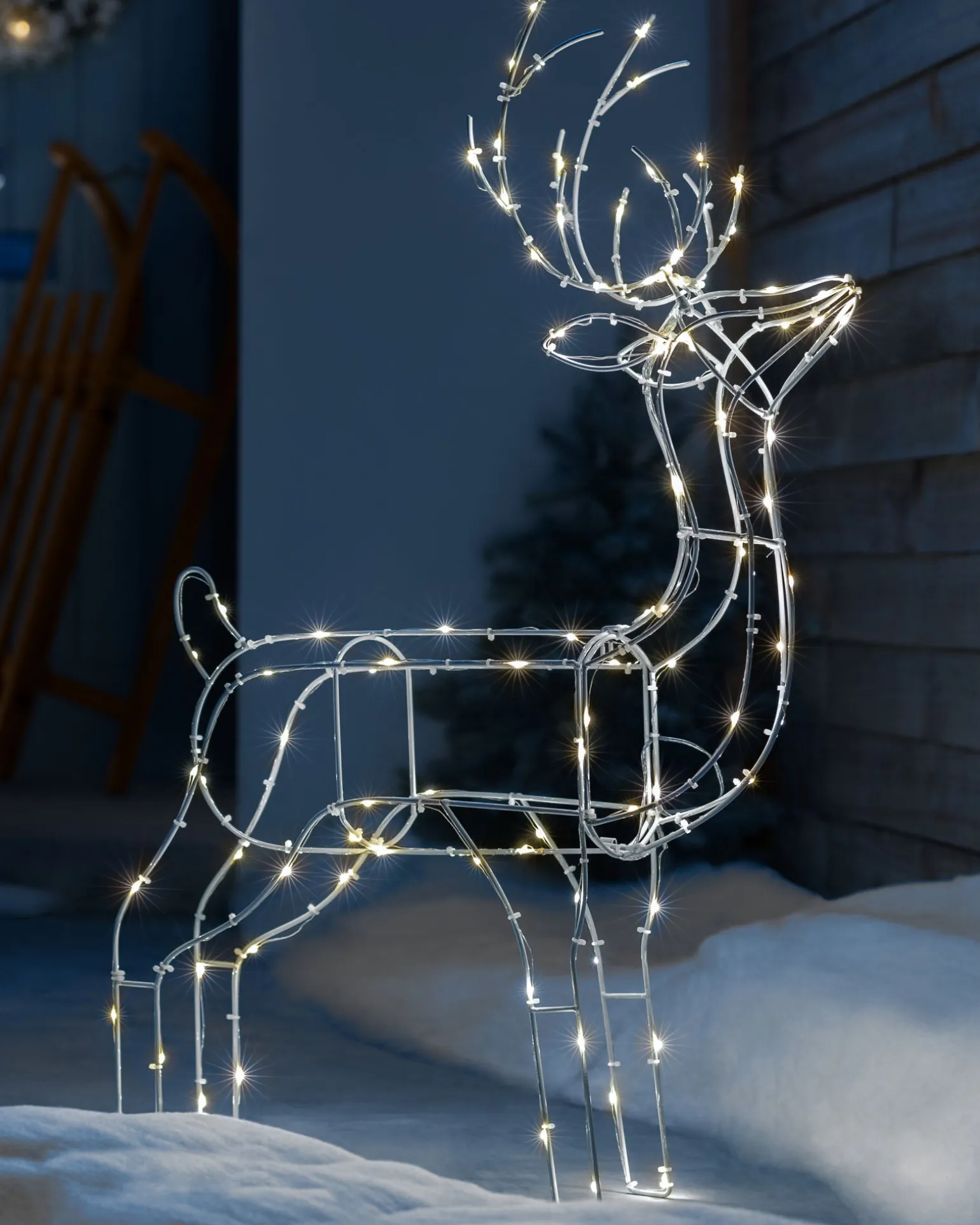 Pre-Lit 3D Standing Reindeer Silhouette, 87 Cm