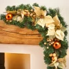 Pre-Lit Decorated Arch Garland With 20 Warm White LEDs, Copper/Gold, 3 Ft
